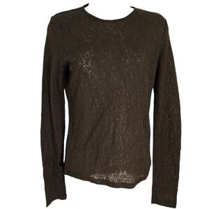Vince Brown Textured Knit Long Sleeve Top Wool Blend Lightweight Small S‎